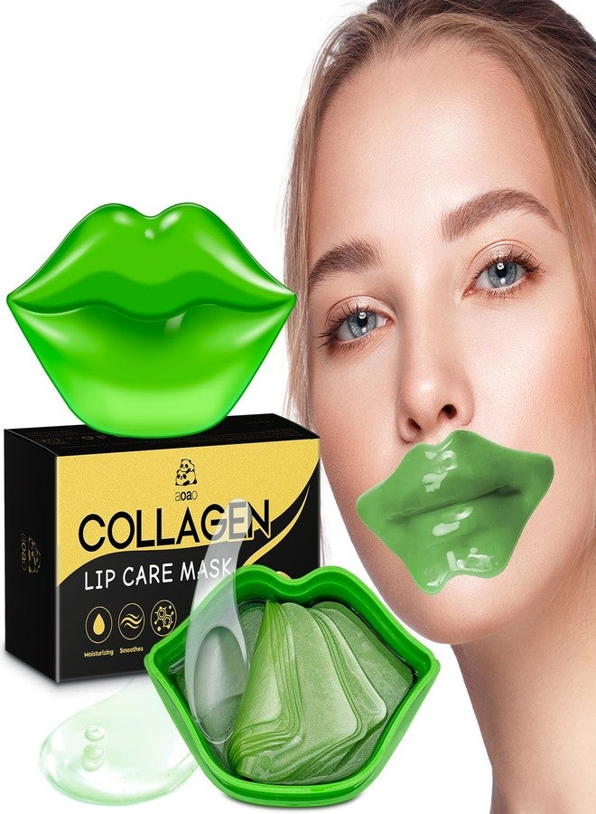 AOAO Collagen Lip Mask, Intense Hydrating Gel Pads with Sodium Hyaluronate & Hydrolyzed Collagen, Moisturize Repair Dry Lips, Reduce Fine Lines and Wrinkles for Smooth Plump Look, 20pcs (Green) - Image 4